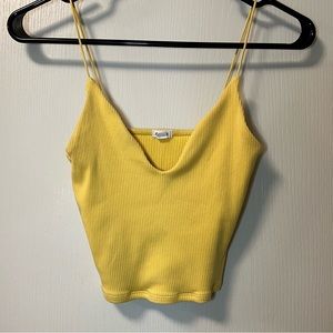 VINTAGE Garage Cropped Ribbed V-Neck Tank Bungee Strap